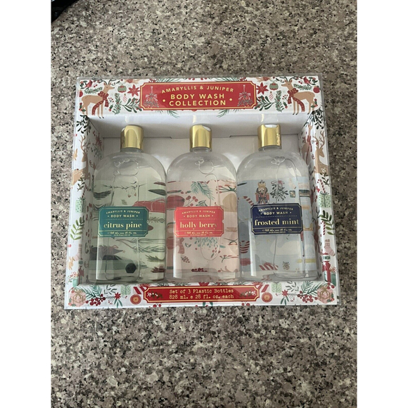 NEW H+B Amaryllis & Juniper Body Wash Christmas Holiday Collection Set of 3 - Picture 2 of 10